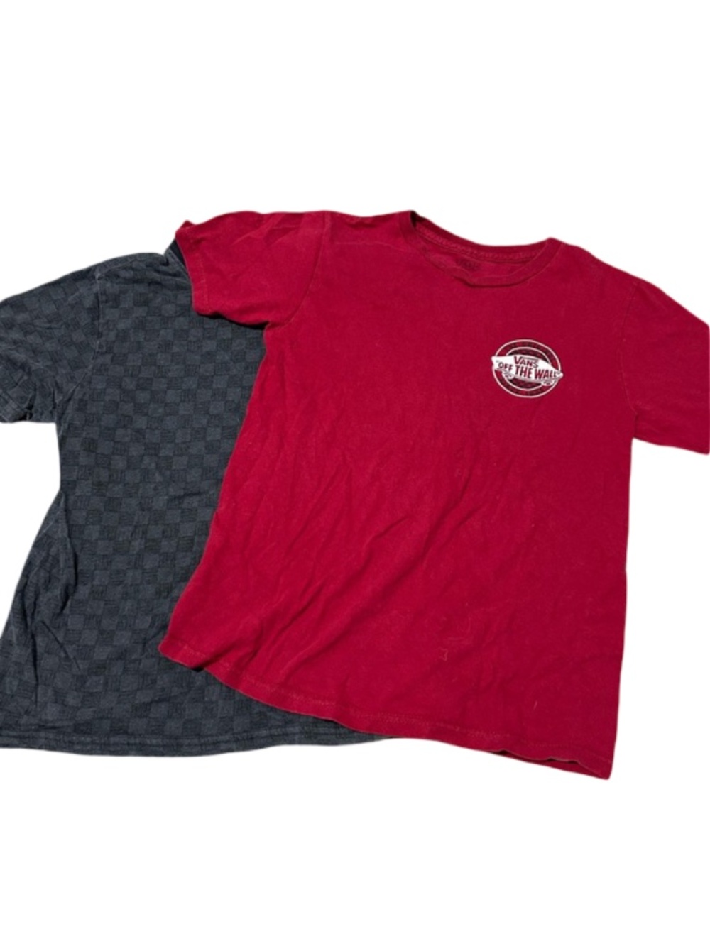Van's Boys Small Bundle Gray Checker and Red Tee Shirts